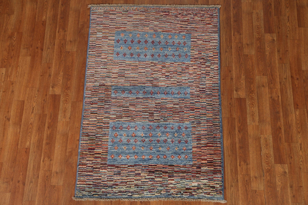 Hand-Knotted Wool Gabbeh Kashkoli Area Rug 3x5