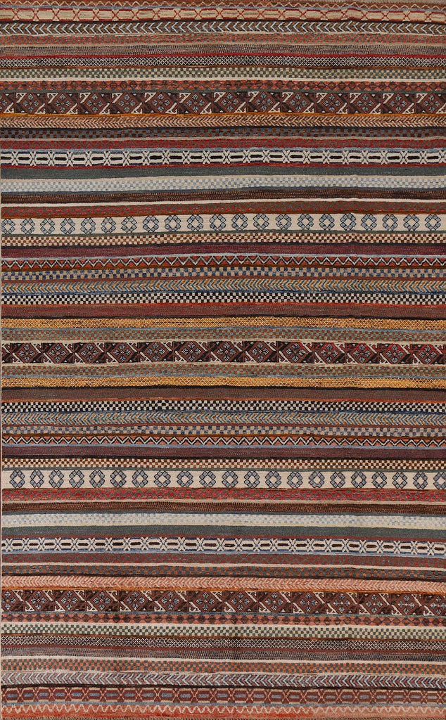 Striped Gabbeh Kashkoli Oriental Area Rug 6x10