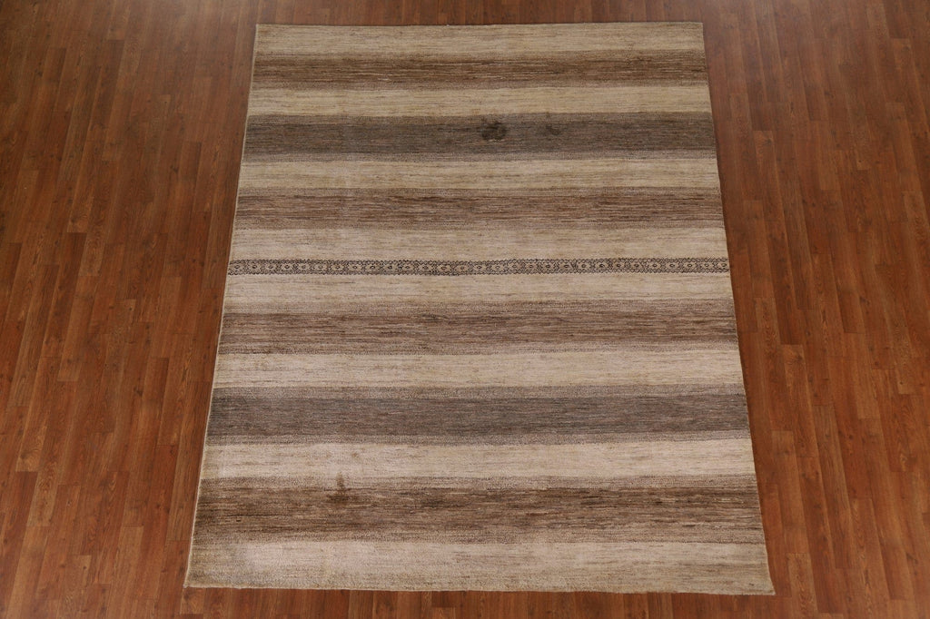 Striped Gabbeh Kashkoli Modern Area Rug 7x8