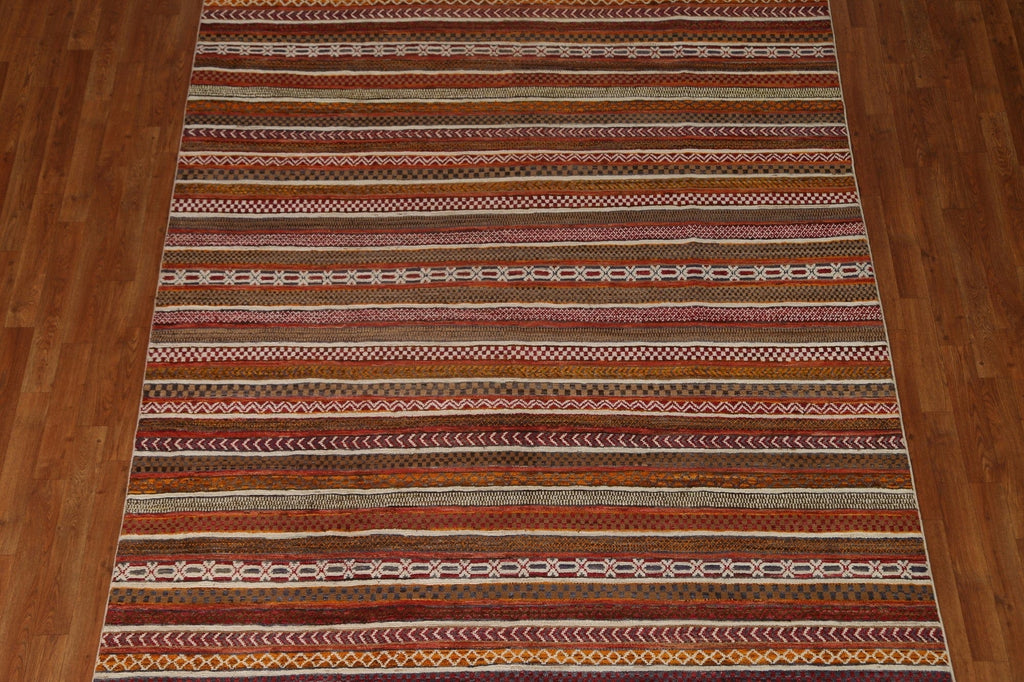 Striped Gabbeh Kashkoli Wool Area Rug 7x10