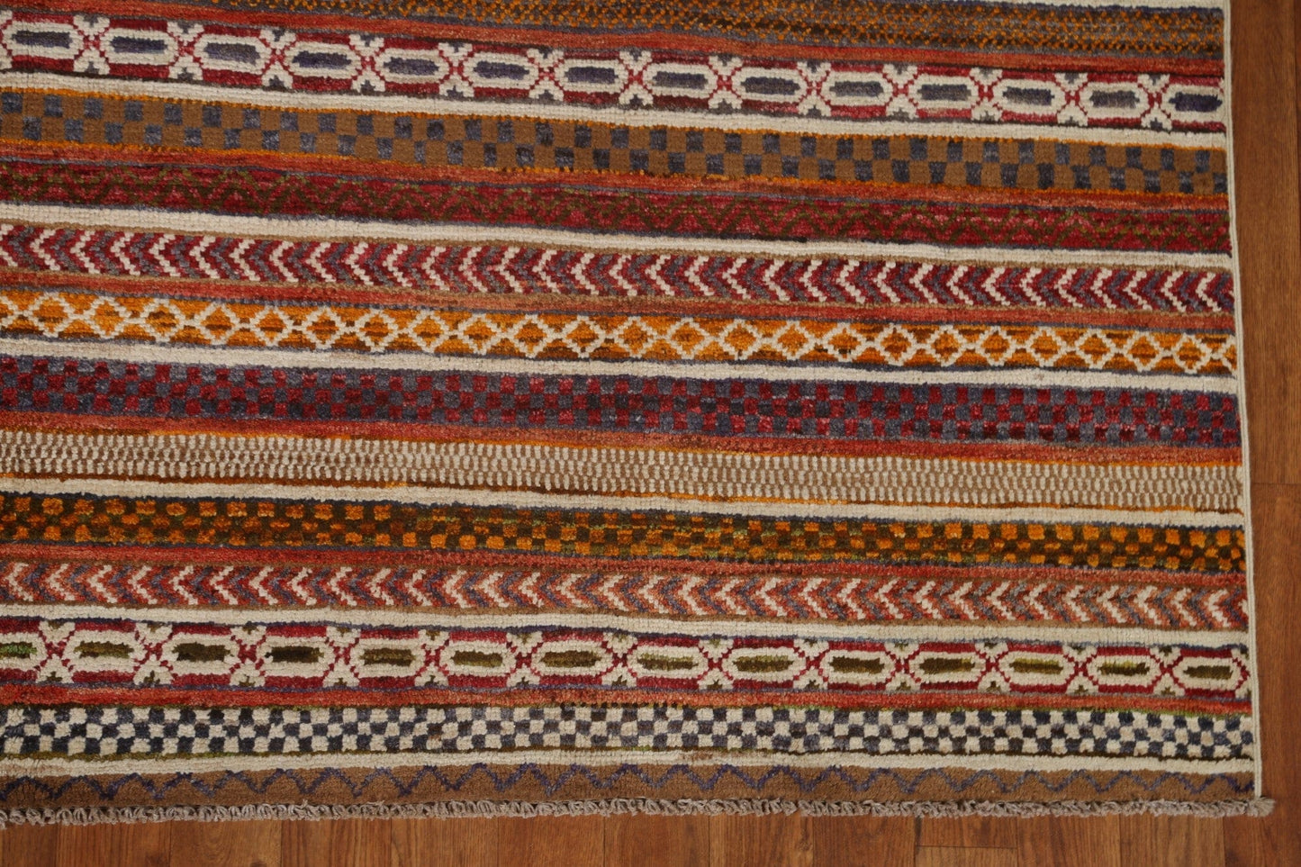 Striped Gabbeh Kashkoli Wool Area Rug 7x10