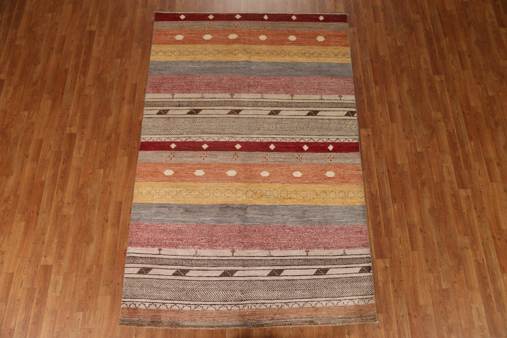 Handmade Gabbeh Kashkoli Area Rug 5x8