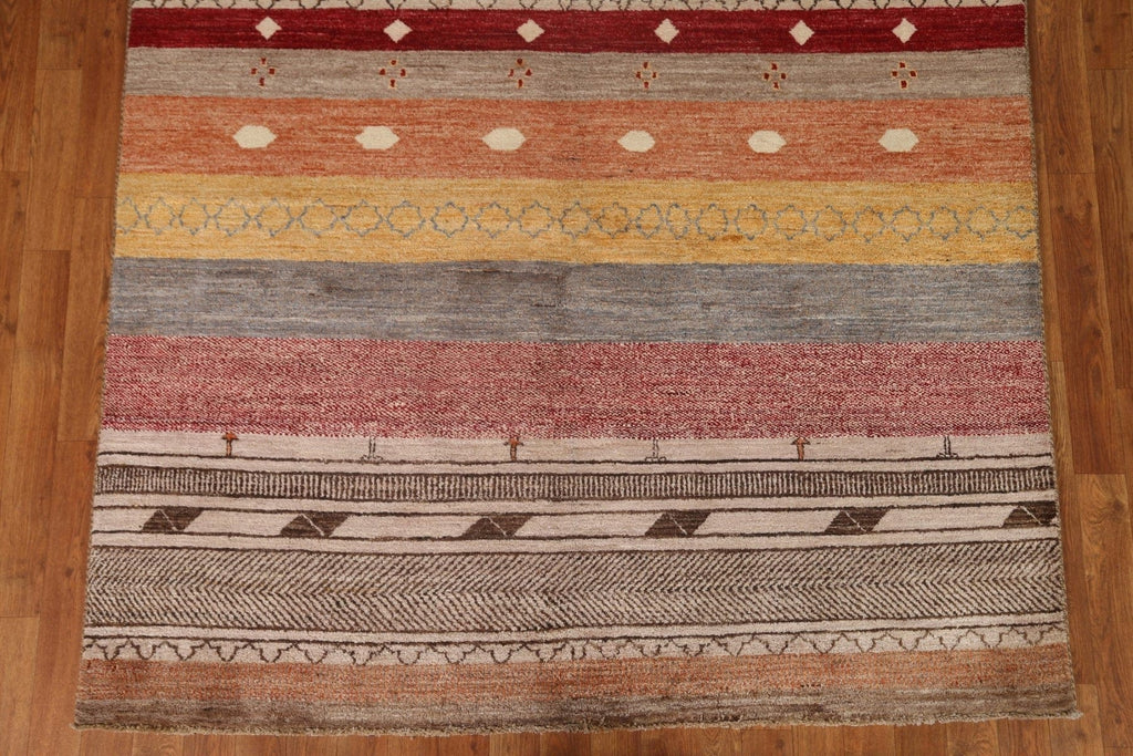 Handmade Gabbeh Kashkoli Area Rug 5x8