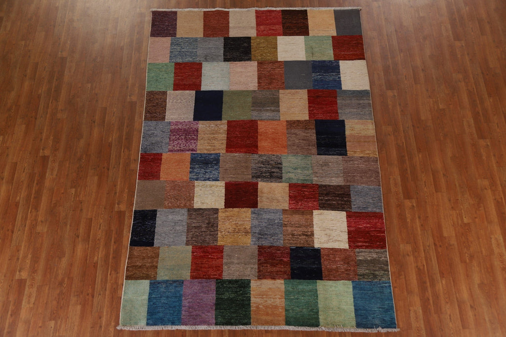 Checkered Gabbeh Kashkoli Modern Area Rug 6x9