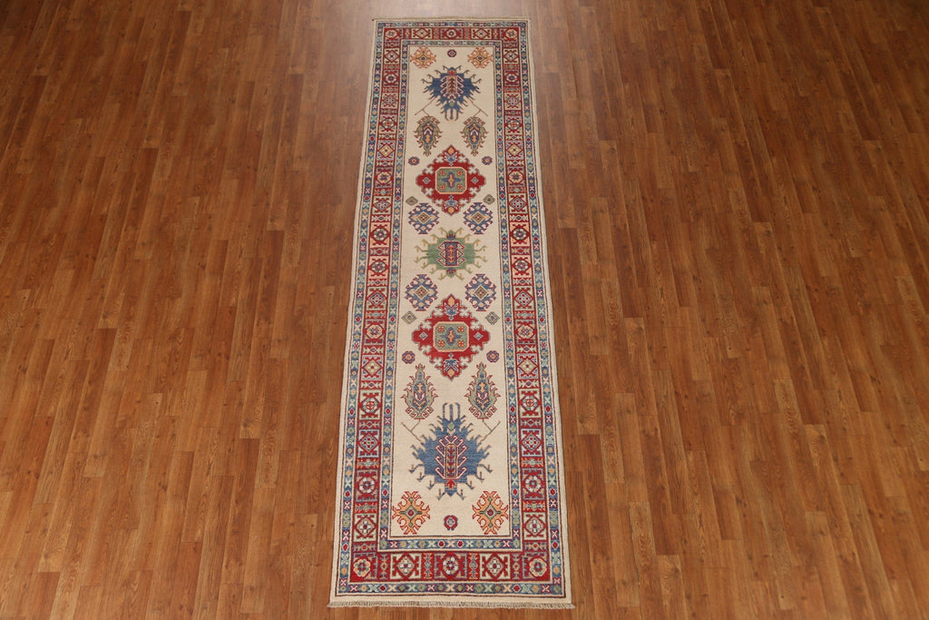 Ivory Kazak Wool Runner Rug 3x10