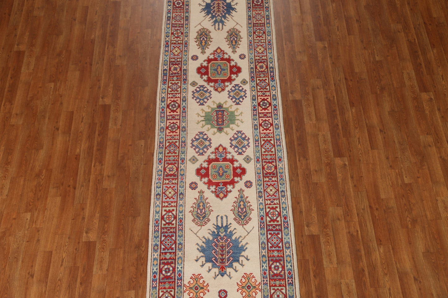 Ivory Kazak Wool Runner Rug 3x10