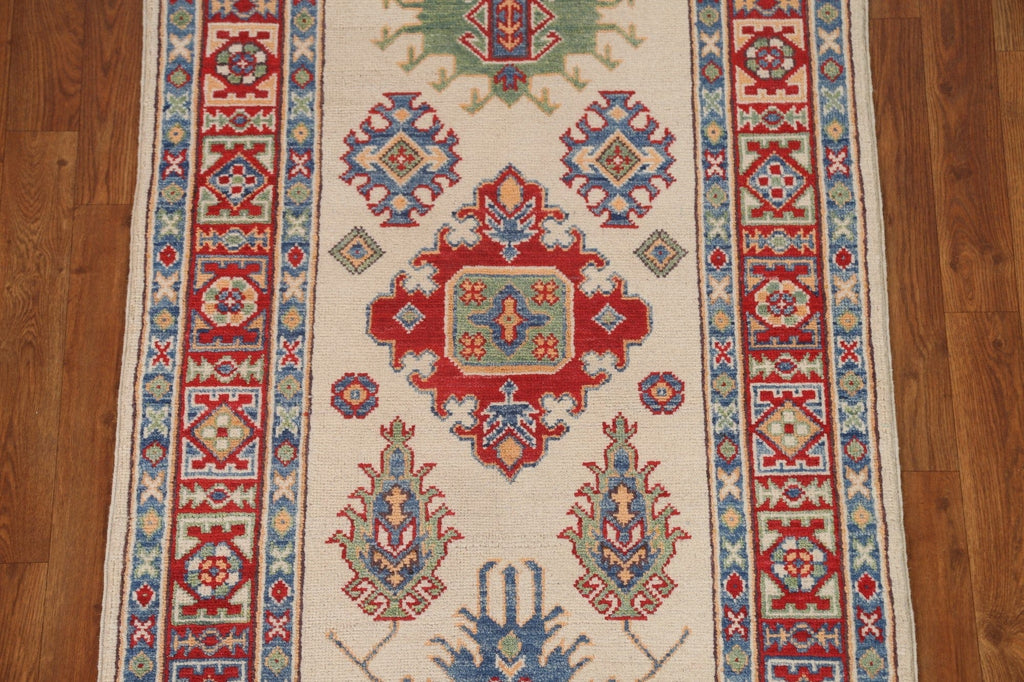 Ivory Kazak Wool Runner Rug 3x10