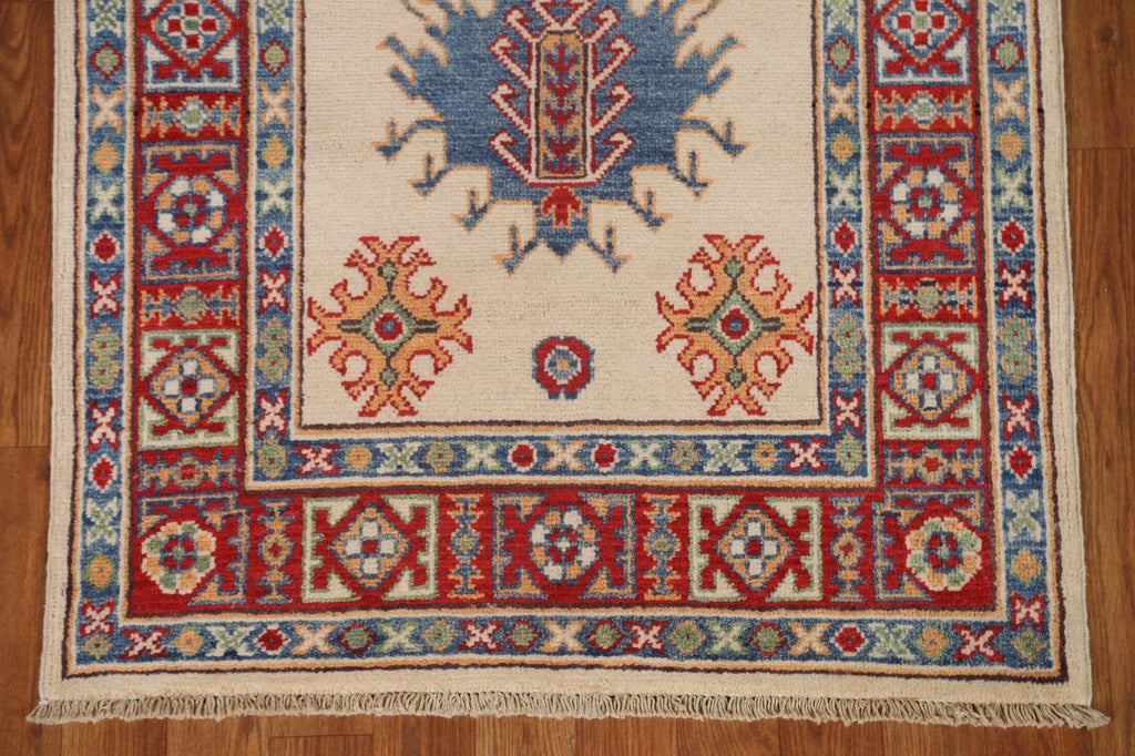 Ivory Kazak Wool Runner Rug 3x10