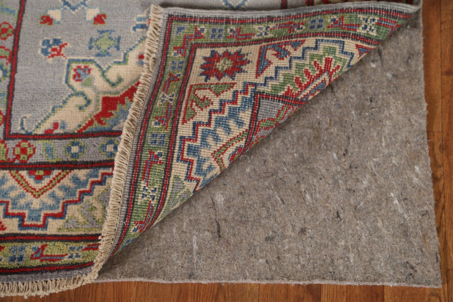 Gray Wool Kazak Oriental Runner Rug 3x13