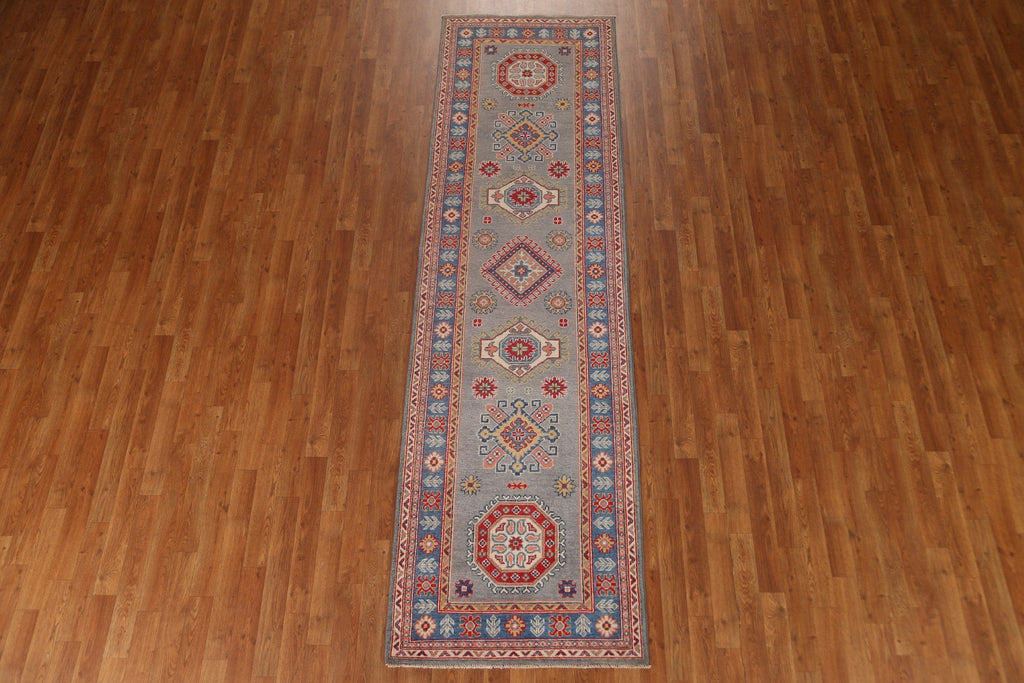 Geometric Kazak Oriental Runner Rug 3x10