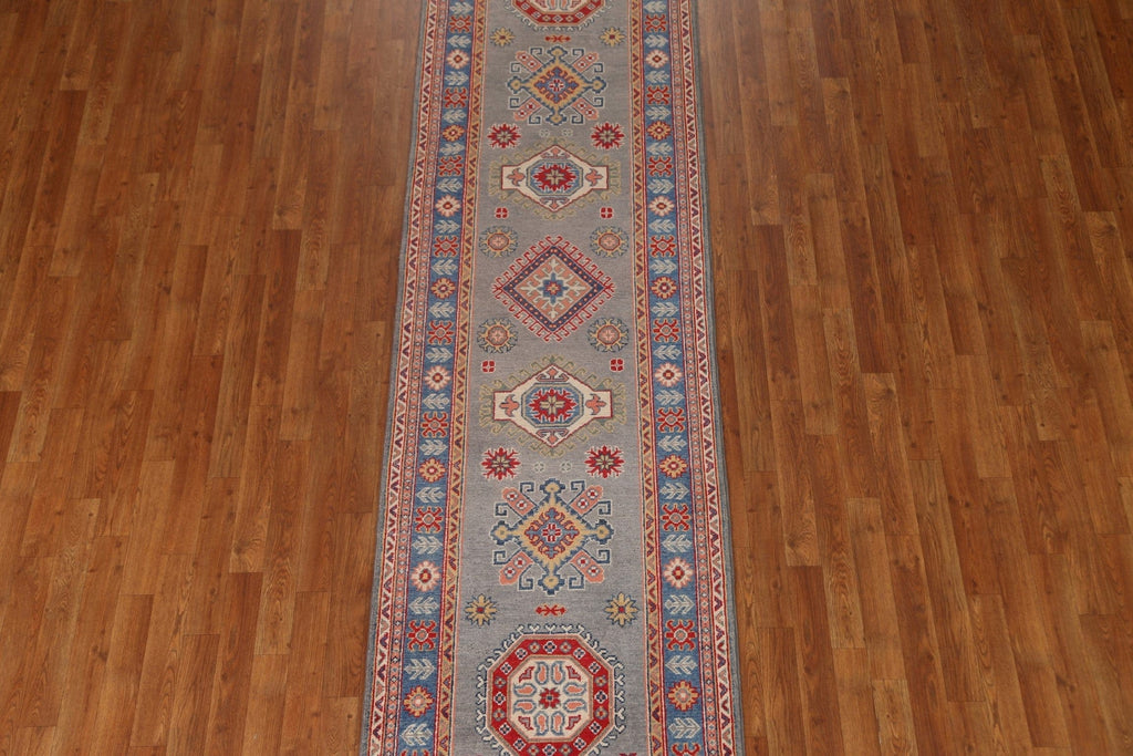 Geometric Kazak Oriental Runner Rug 3x10