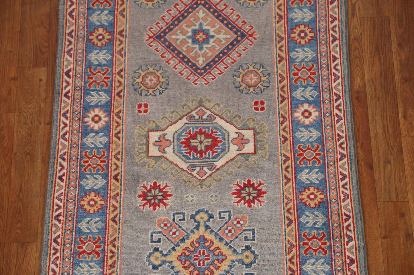 Geometric Kazak Oriental Runner Rug 3x10