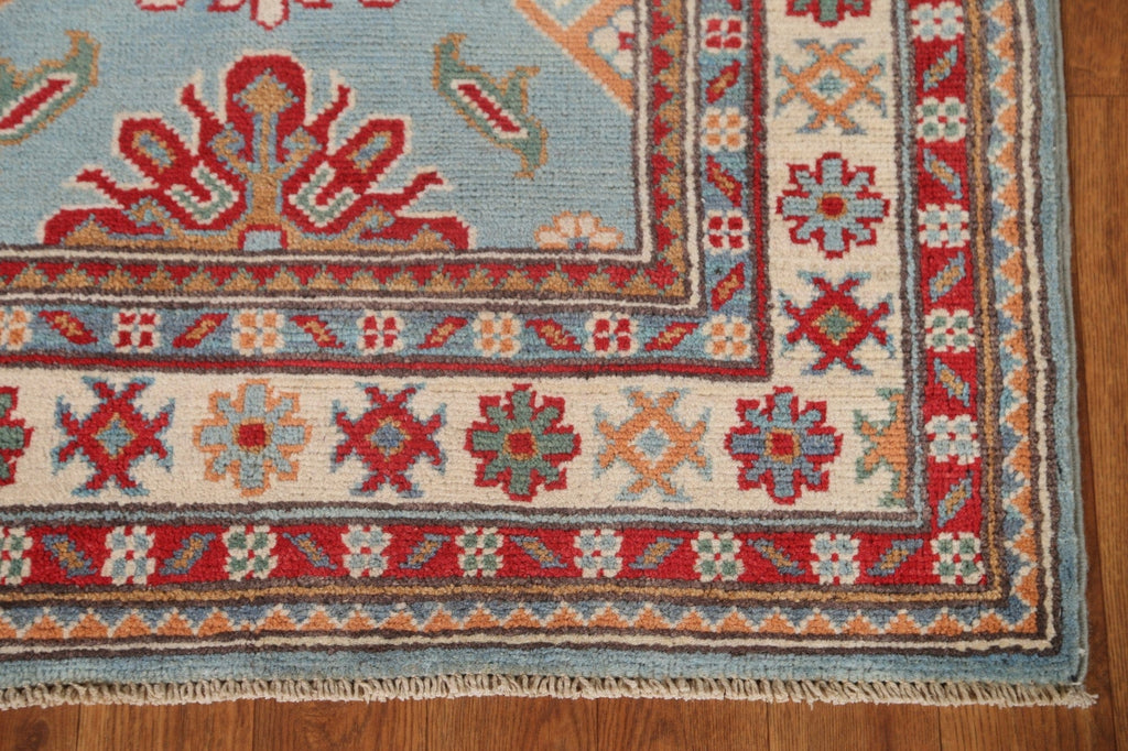 Light Blue Kazak Oriental Runner Rug 3x10