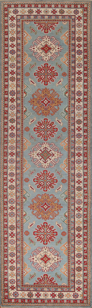 Light Blue Kazak Oriental Runner Rug 3x10