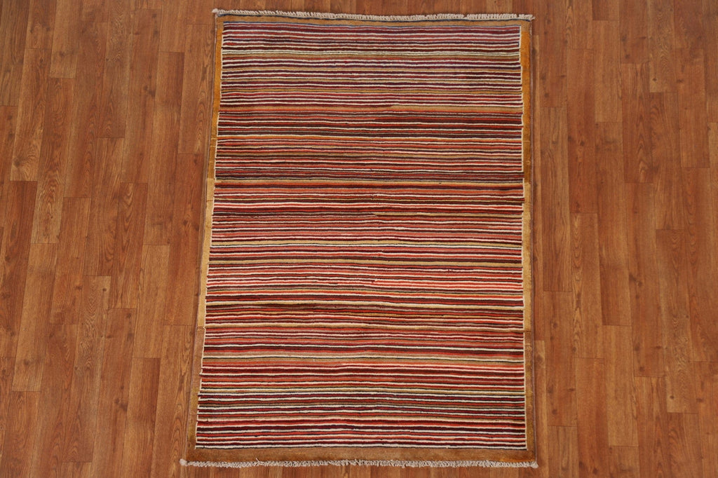 All-Over Striped Gabbeh Kashkoli Area Rug 3x5