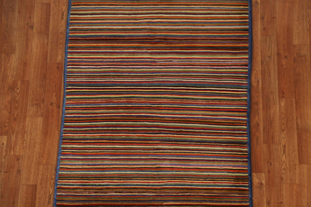 Striped Gabbeh Kashkoli Oriental Area Rug 3x5