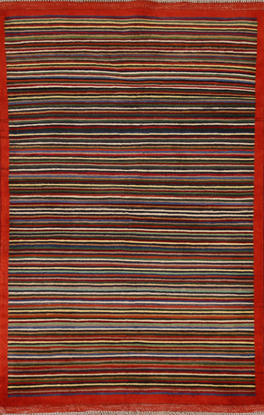 Striped Gabbeh Kashkoli Modern Area Rug 3x5