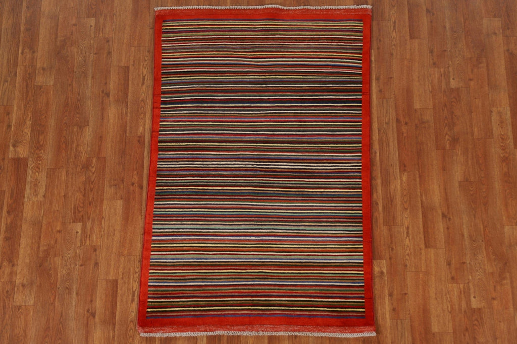 Striped Gabbeh Kashkoli Modern Area Rug 3x5