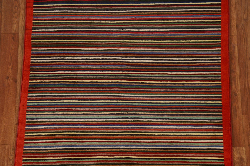 Striped Gabbeh Kashkoli Modern Area Rug 3x5