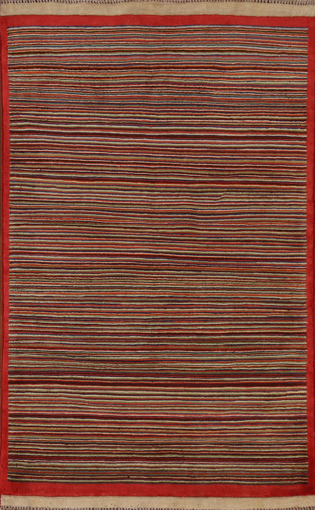 Striped Gabbeh Kashkoli Wool Area Rug 3x5