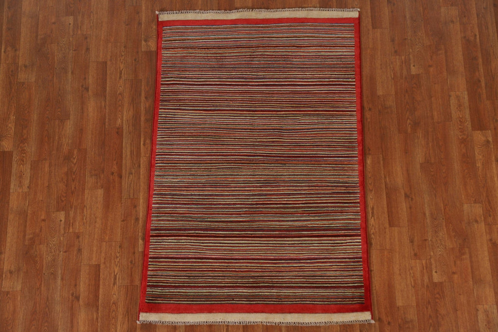 Striped Gabbeh Kashkoli Wool Area Rug 3x5