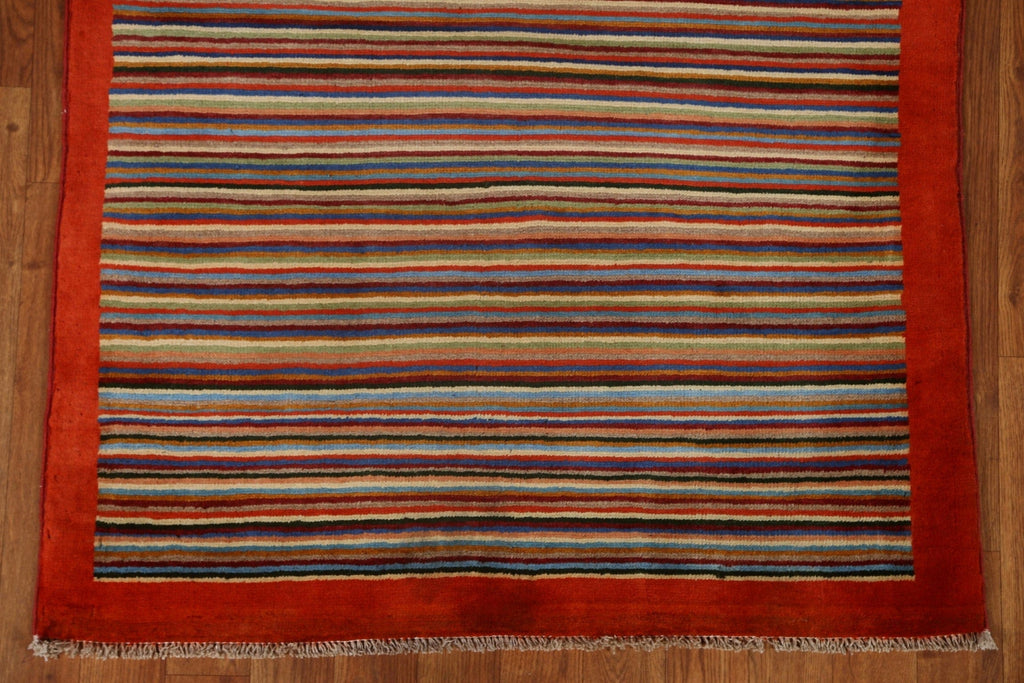 Striped Gabbeh Kashkoli Wool Area Rug 3x5