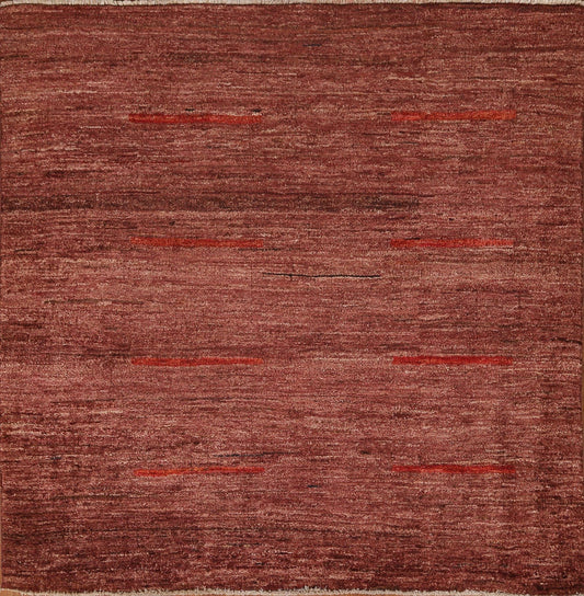 Modern Gabbeh Kashkoli Square Area Rug 4x4