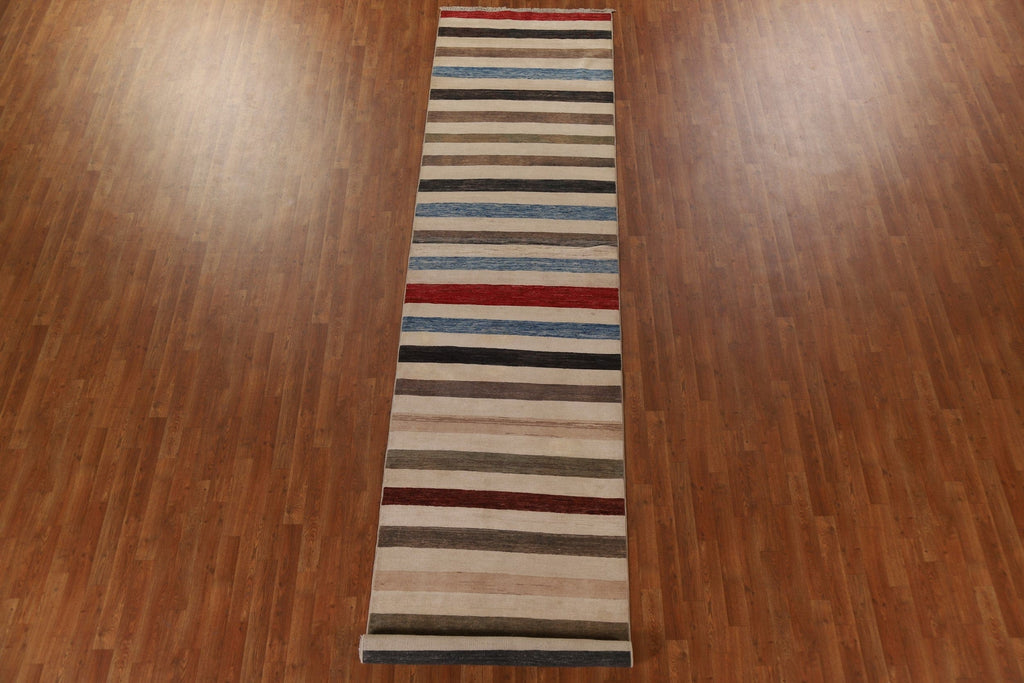 Modern Gabbeh Kashkoli Runner Rug 3x14