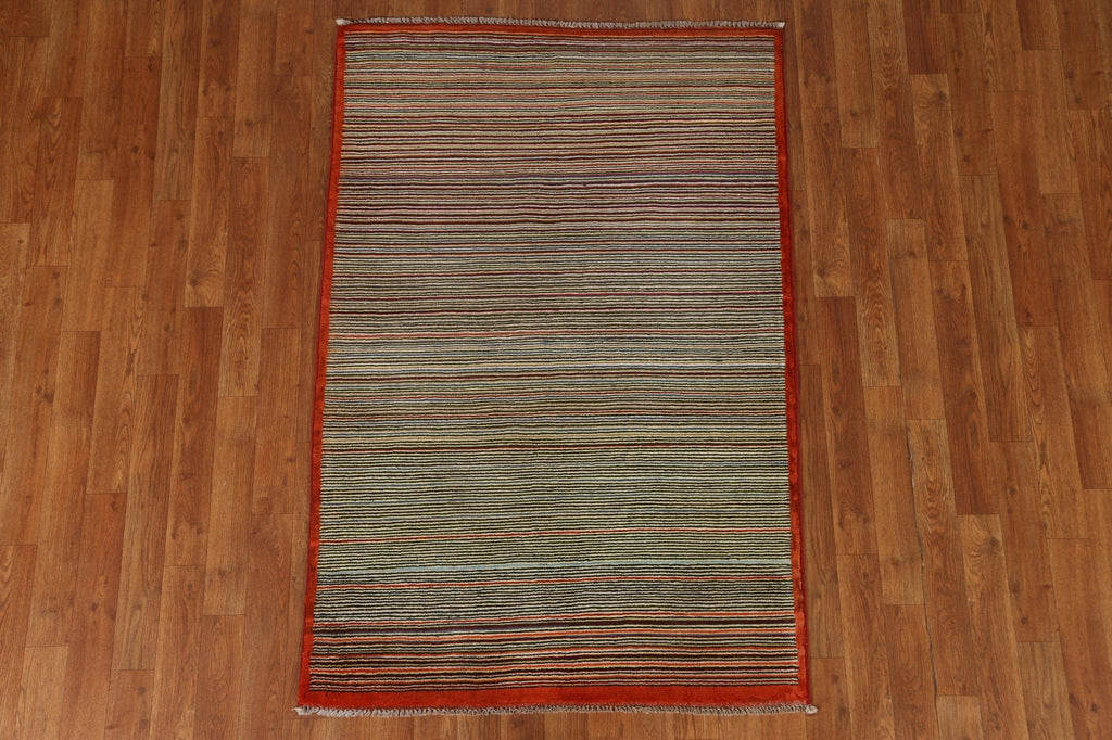 Striped Gabbeh Kashkoli Wool Area Rug 3x5