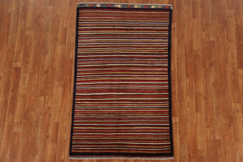 Striped Gabbeh Kashkoli Modern Area Rug 3x5