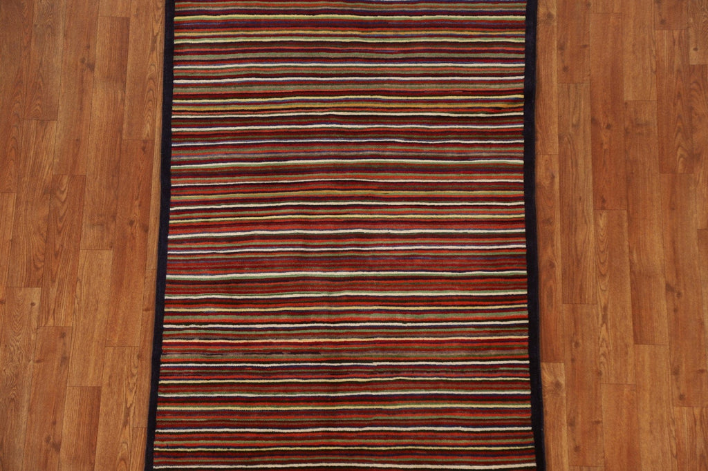 Striped Gabbeh Kashkoli Modern Area Rug 3x5