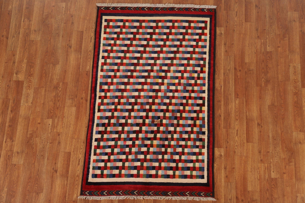 Checkered Gabbeh Kashkoli Area Rug 3x5