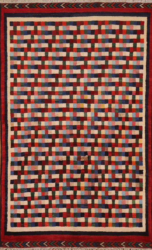 Checkered Gabbeh Kashkoli Area Rug 3x5