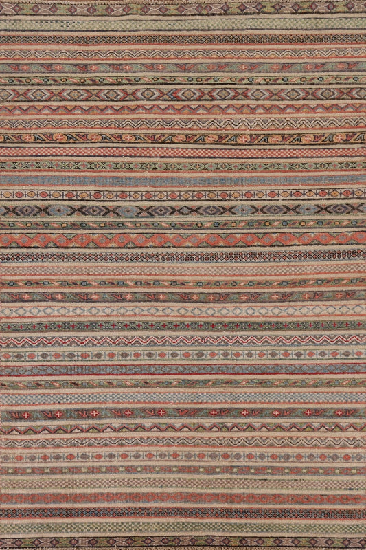 Striped Gabbeh Kashkoli Wool Area Rug 5x7