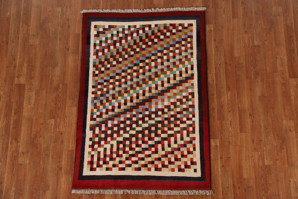 Checkered Gabbeh Kashkoli Oriental Area Rug 3x5