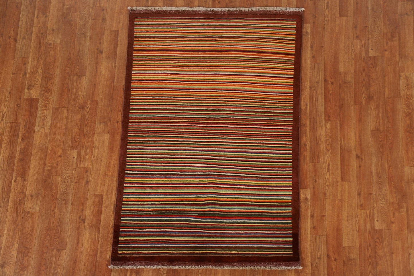 Striped Gabbeh Kashkoli Wool Area Rug 3x5