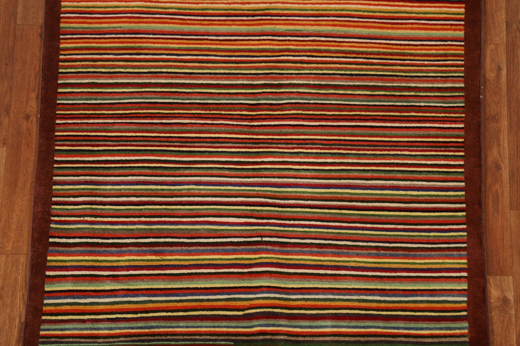 Striped Gabbeh Kashkoli Wool Area Rug 3x5