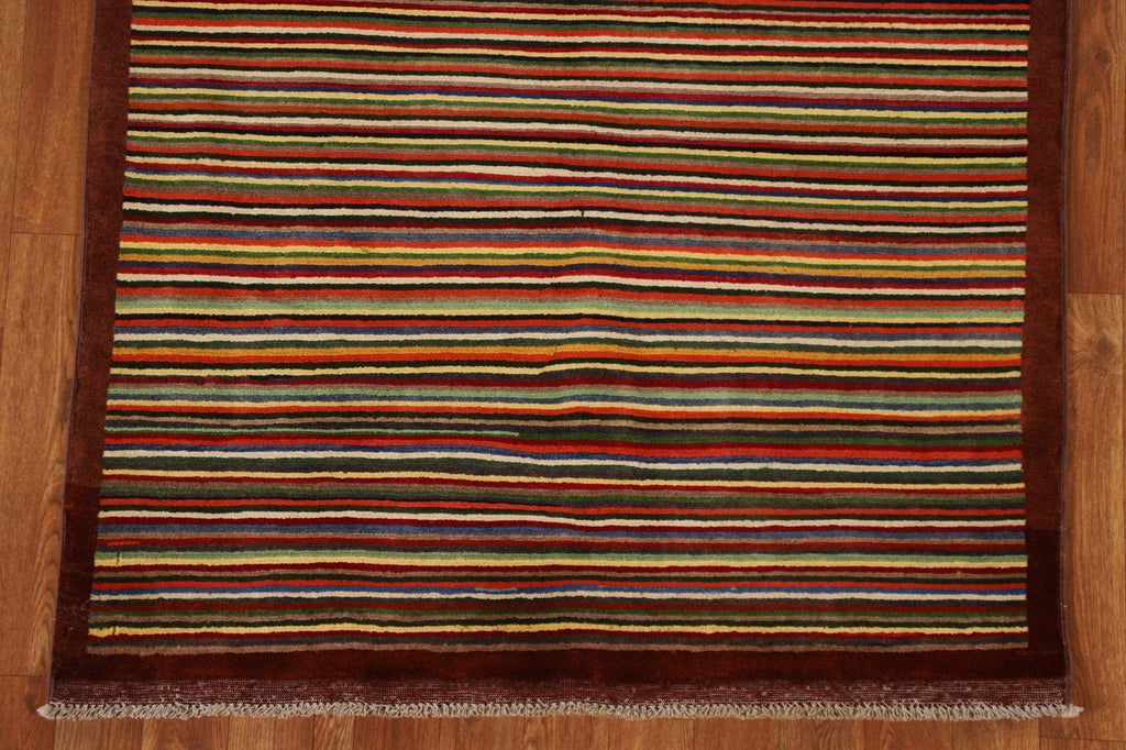 Striped Gabbeh Kashkoli Wool Area Rug 3x5