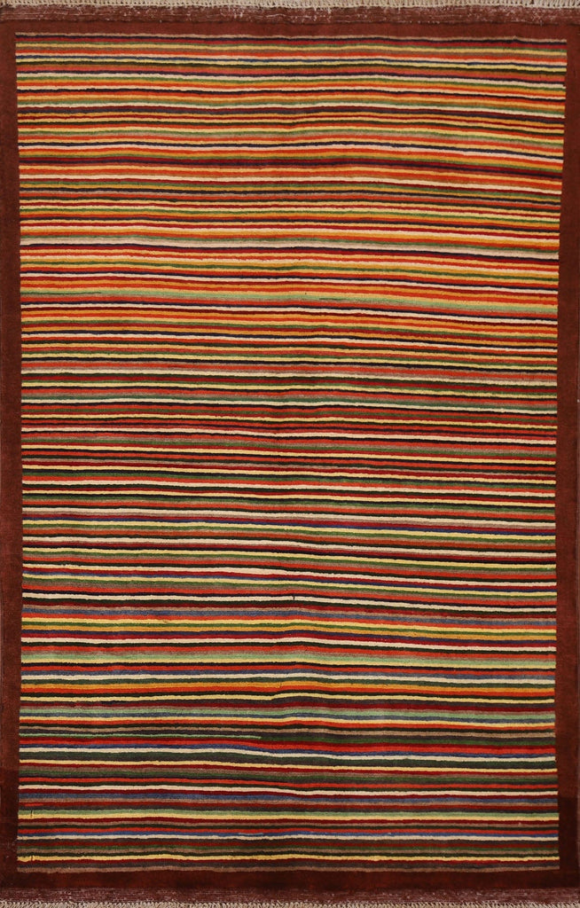 Striped Gabbeh Kashkoli Wool Area Rug 3x5