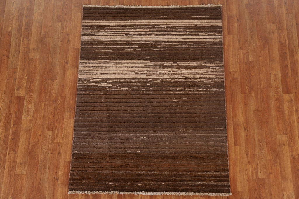 Striped Gabbeh Kashkoli Wool Area Rug 4x5