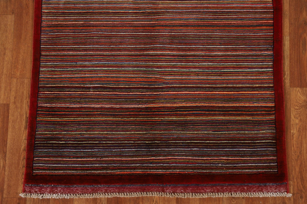 Striped Gabbeh Kashkoli Oriental Area Rug 3x5