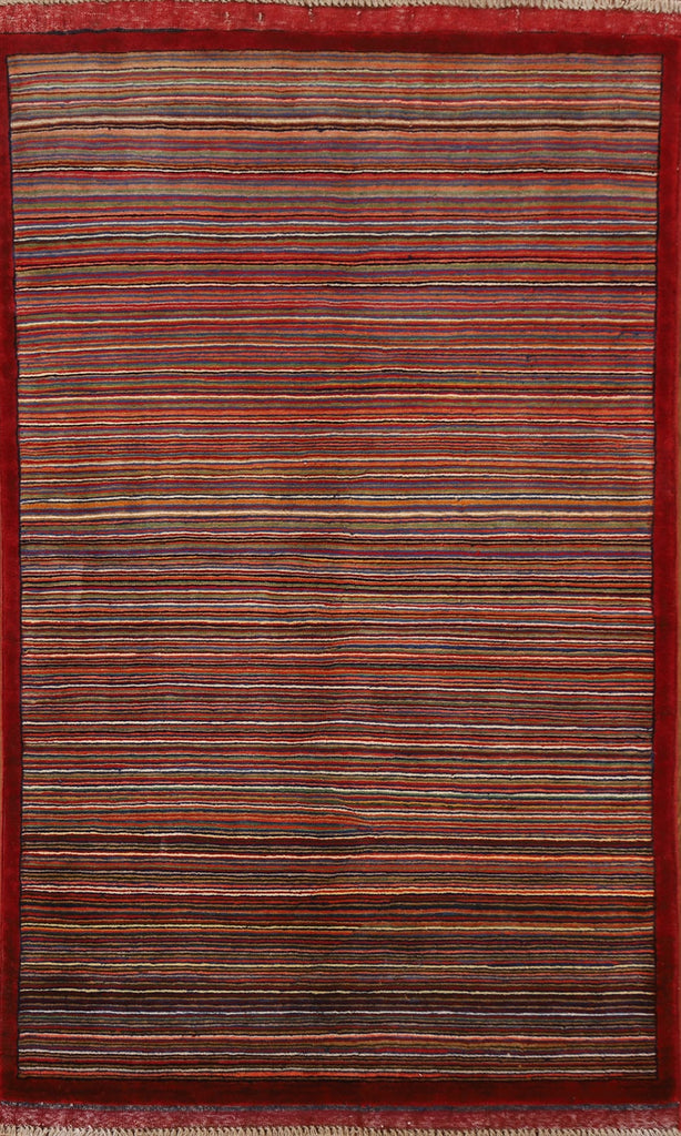 Striped Gabbeh Kashkoli Oriental Area Rug 3x5