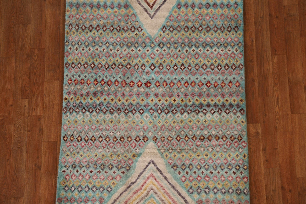 Turquoise Oushak Geometric Area Rug 3x5