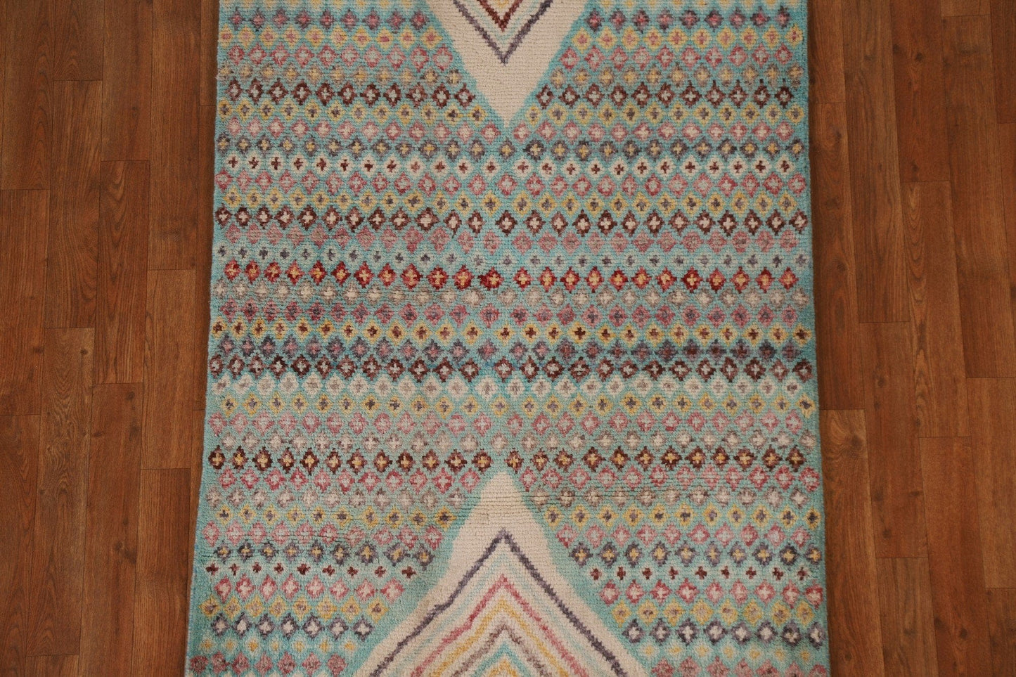 Turquoise Oushak Geometric Area Rug 3x5