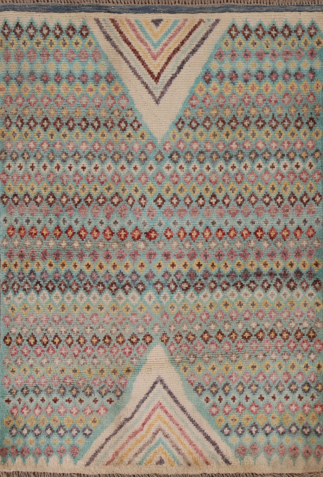 Turquoise Oushak Geometric Area Rug 3x5