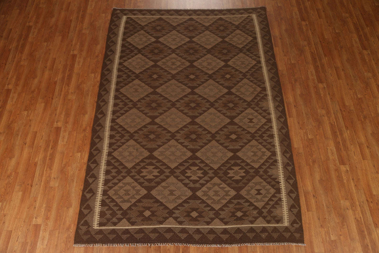 Tribal Brown Kilim Wool Area Rug 8x10