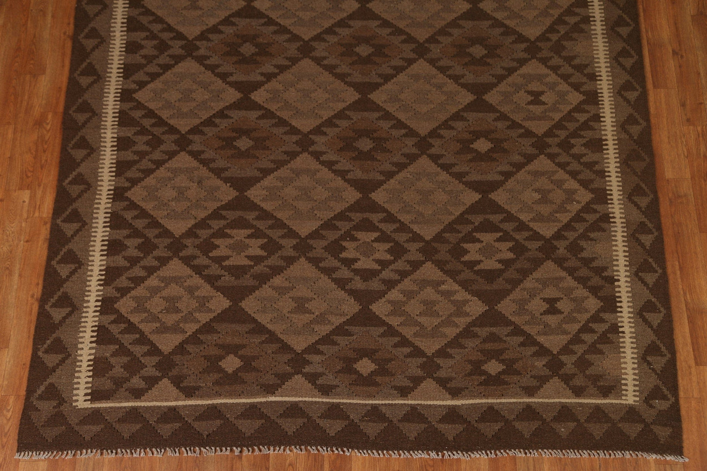 Tribal Brown Kilim Wool Area Rug 8x10