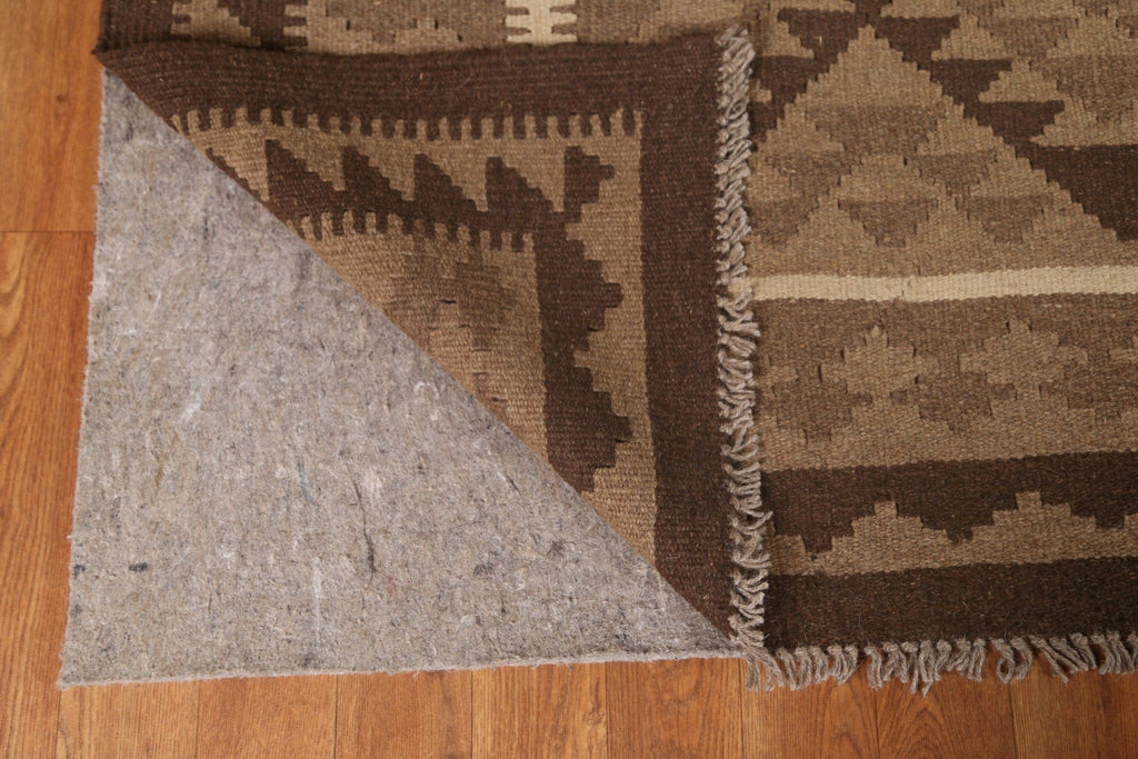 Brown Kilim Wool Area Rug 7x10