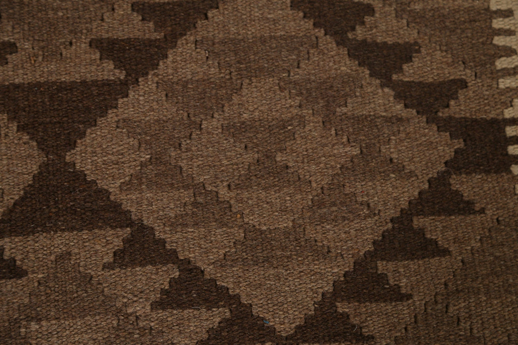 Brown Kilim Wool Area Rug 7x10