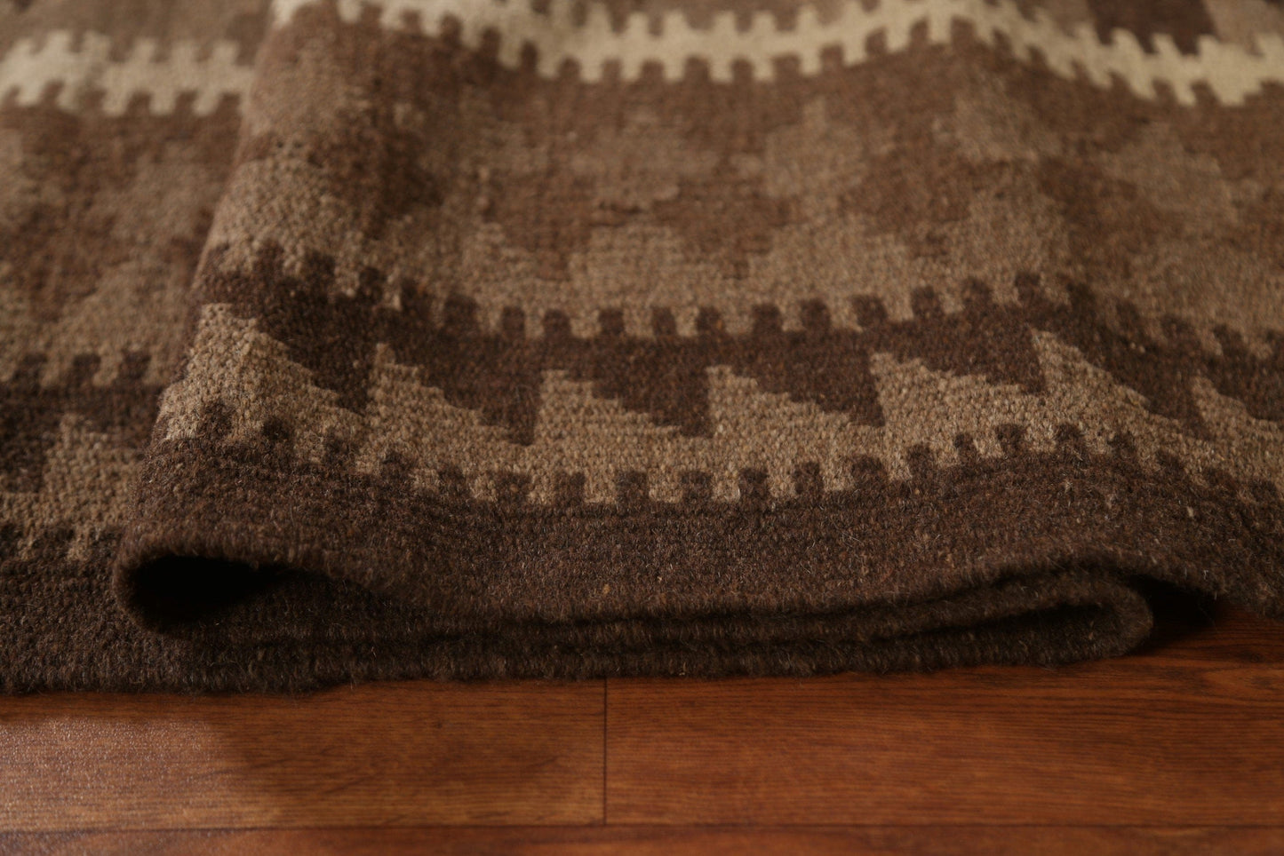 Brown Kilim Wool Area Rug 7x10